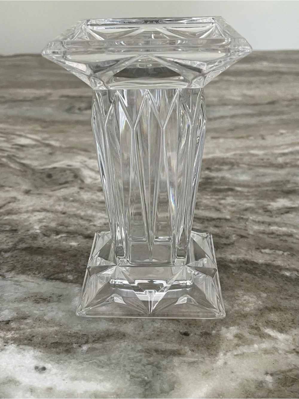 Vintage PartyLite Quad Crystal Square Pedestal Pillar Candle Holder